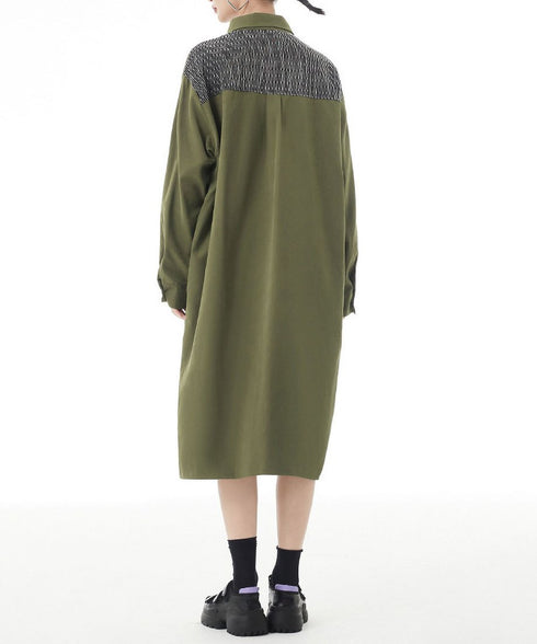 Herringbone Panel Shirt Dress